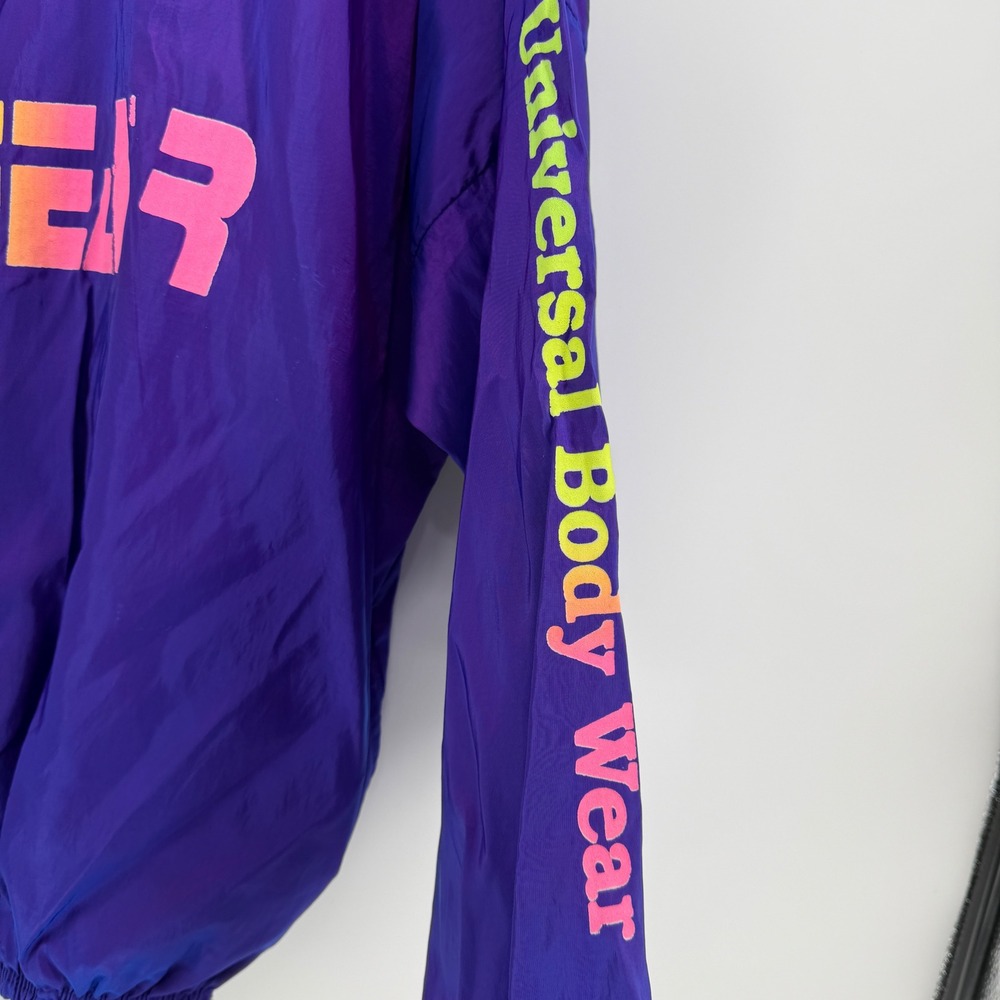 Vintage Venini Surf Gear Windbreaker Jacket Purple Neon One‎ Size 1/4 Zip 90s - Picture 2 of 8